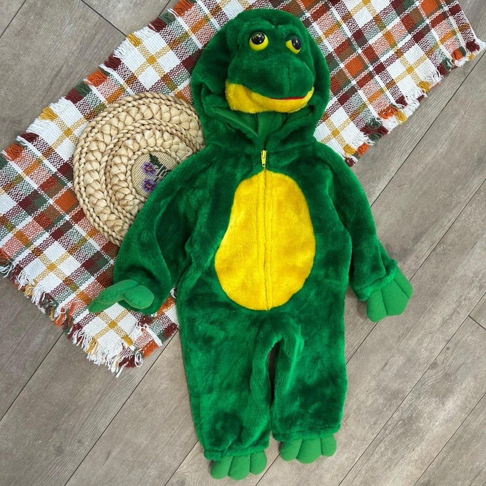 Vintage Frog Toddler Halloween Costume Chrisha Playful Plush Sz 2-4T Head Hood - Picture 15 of 16